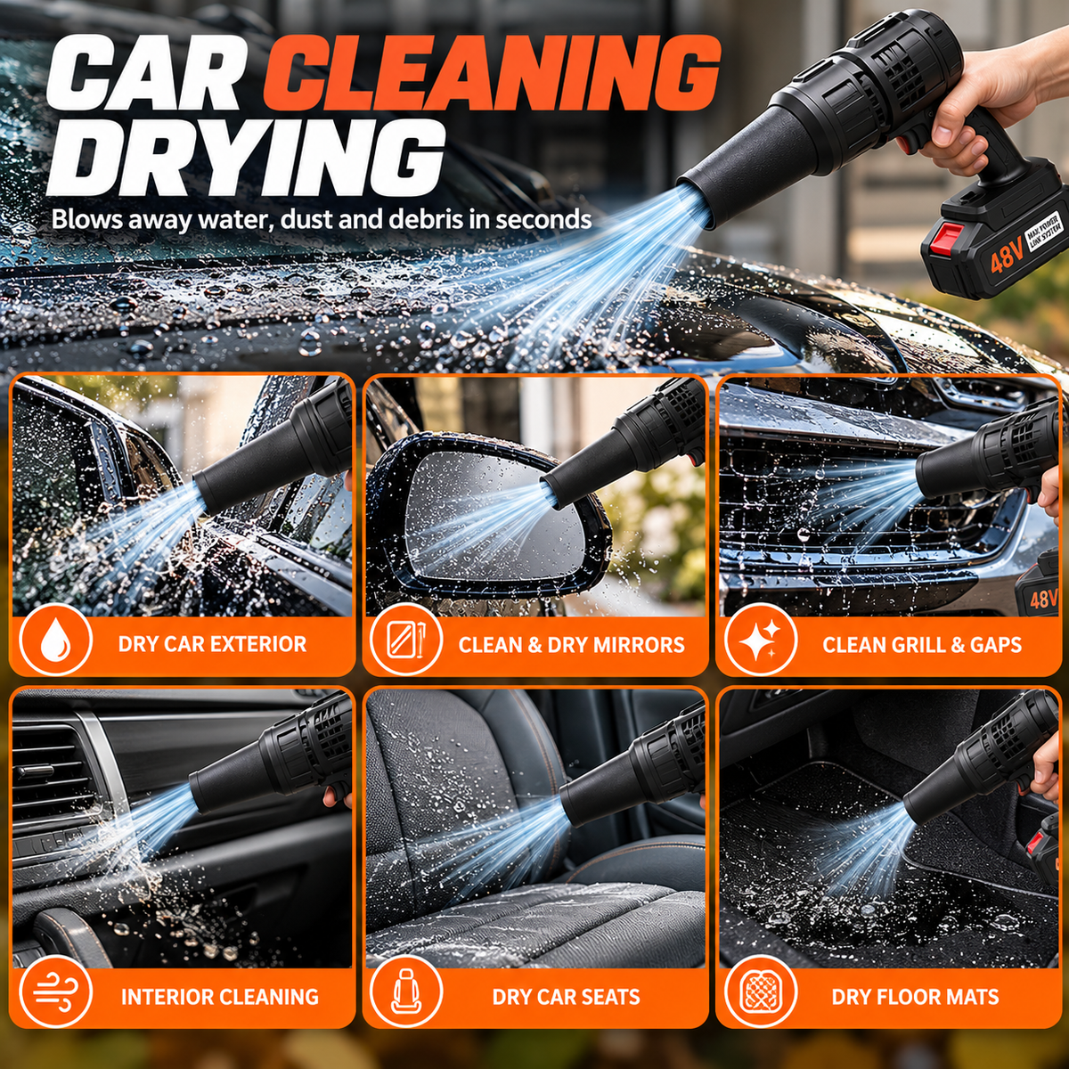 Cordless Air Blower & Vacuum Cleaner 2-in-1 | Rechargeable Portable Dust Cleaner,Portable Cordless Air Blower Cum Vacuum for Home, Car & Electronics,Rechargeable Handheld Blower & Vacuum