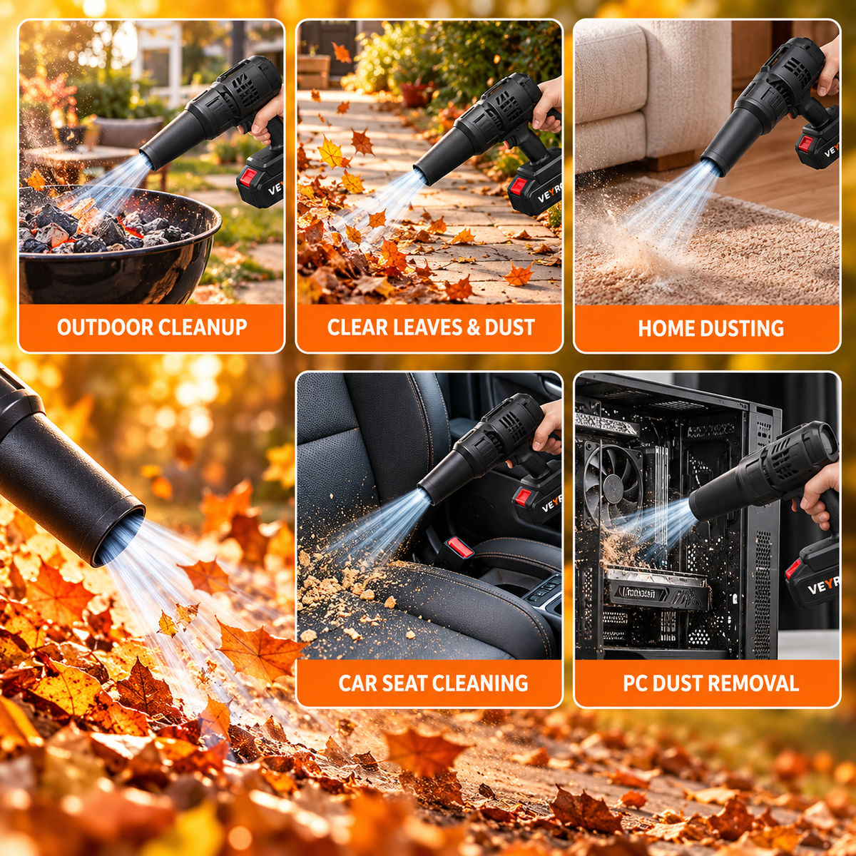 Cordless Air Blower & Vacuum Cleaner 2-in-1 | Rechargeable Portable Dust Cleaner,Portable Cordless Air Blower Cum Vacuum for Home, Car & Electronics,Rechargeable Handheld Blower & Vacuum