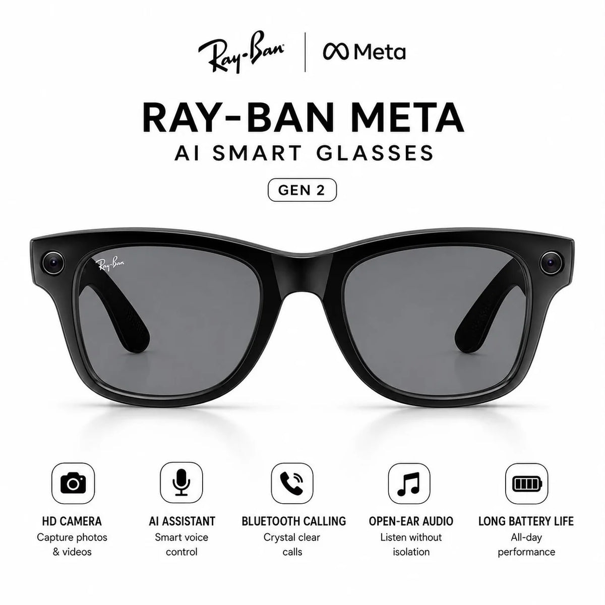 META AI Interpretation Smart Glasses Language Translation, Photochromic Lenses, AI Chat & Hands-Free Audio